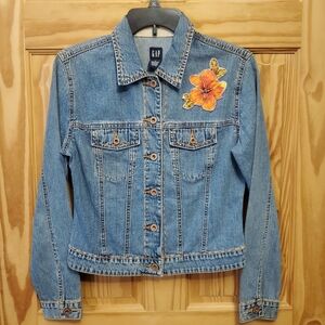 Gap Flower Patch Jean Denim Jacket Y2K Vintage Small 2000
